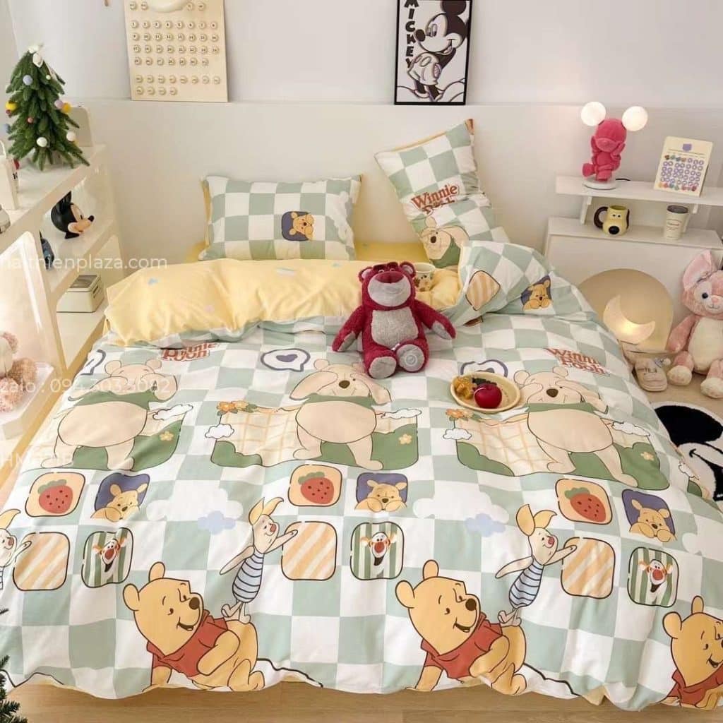 Bộ chăn ga cho bé hình gấu Pooh