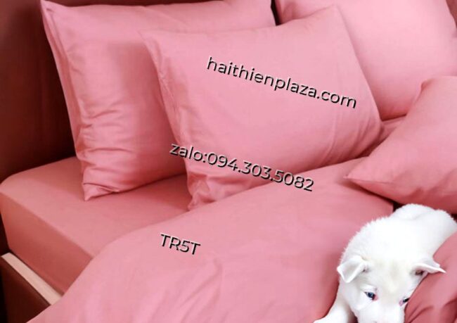 Chăn ga một mầu mầu hồng vải cotton hàn