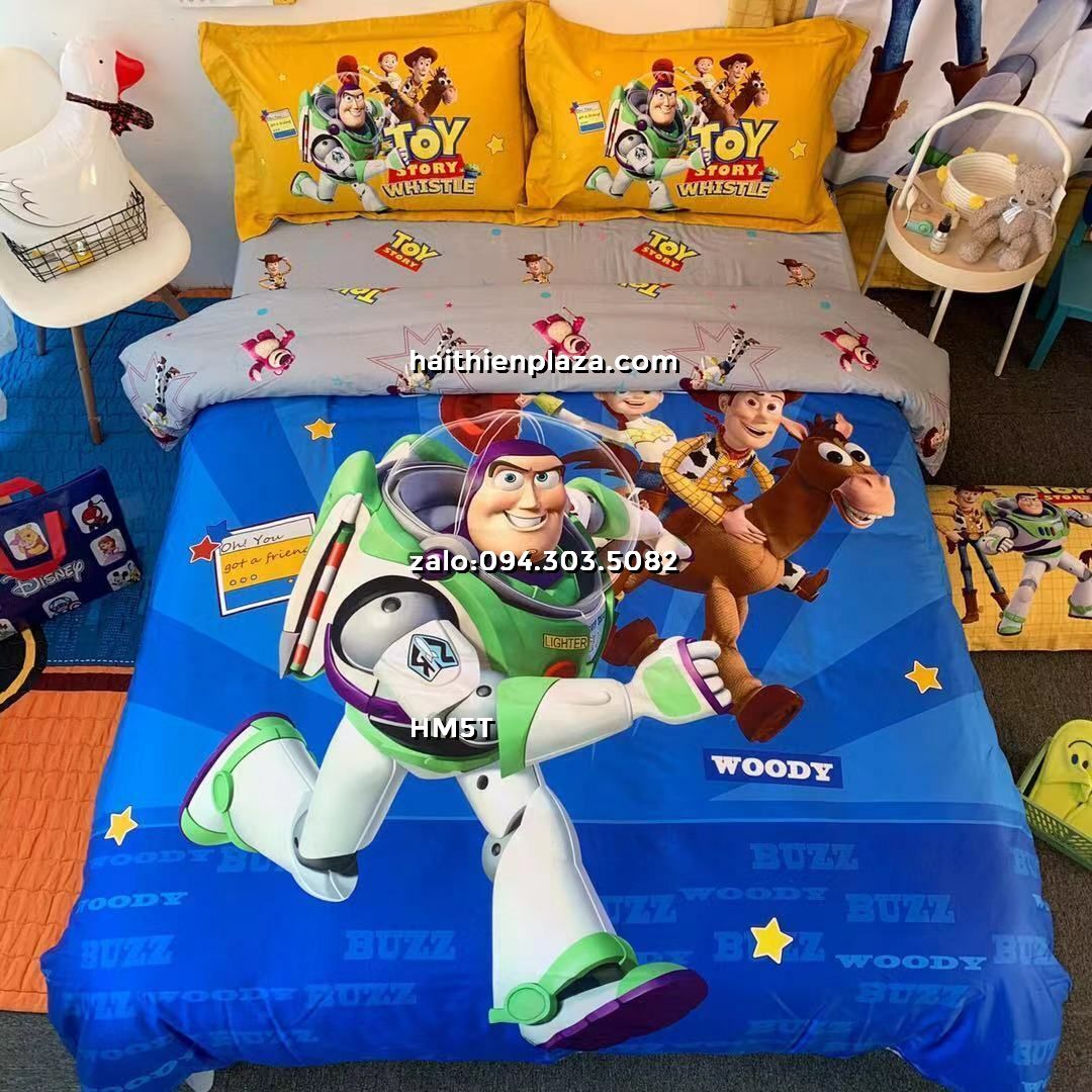 Chăn ga cotton trẻ em hình Toy Story