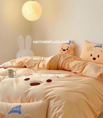 Chăn ga trẻ em hình gấu Pooh mầu vàng_Haithienplaza