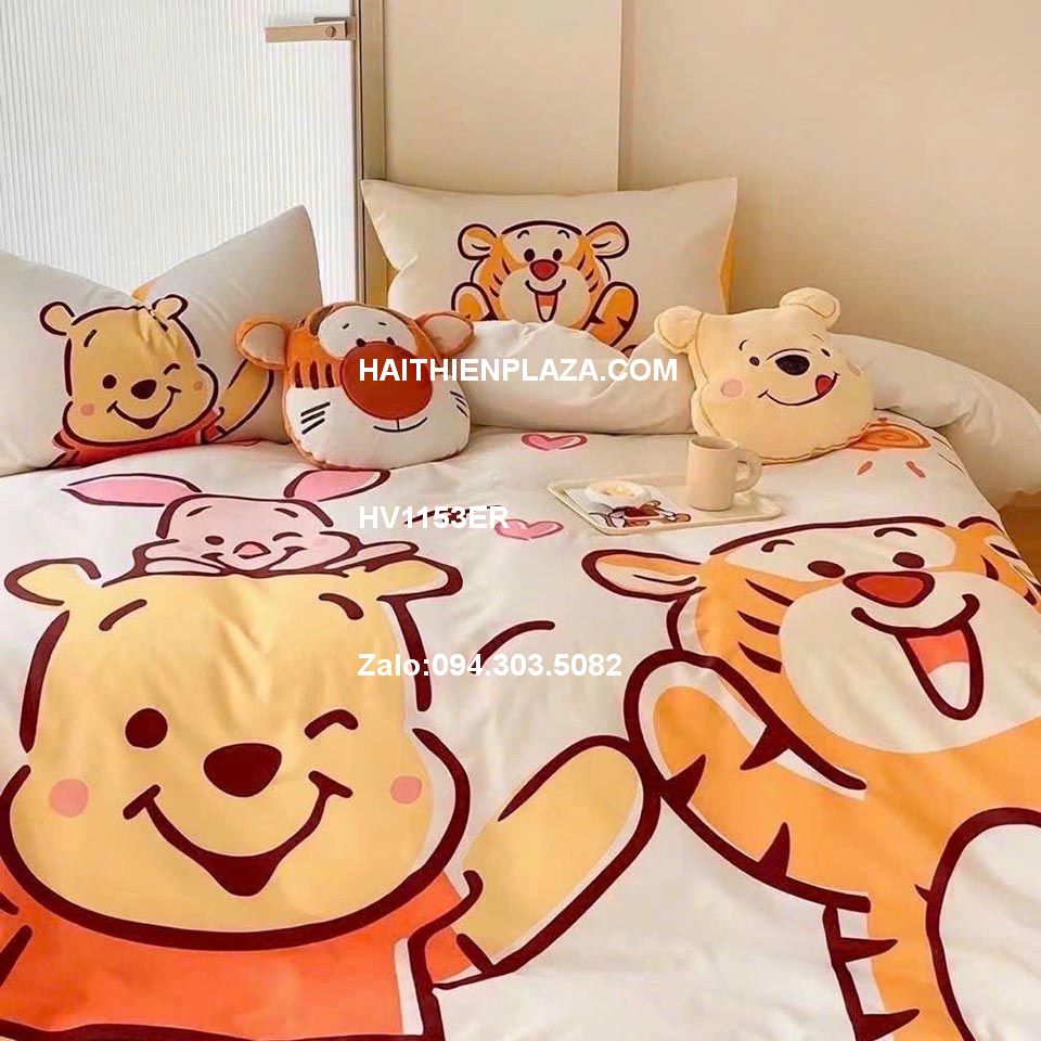 Chăn ga và gối trẻ em với hình gấu Pooh_Haithienplaza
